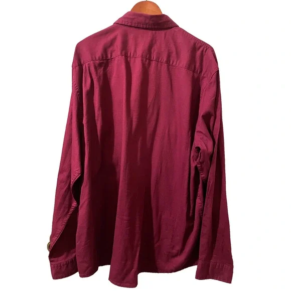 Wrangler Dress Shirt Burgundy Button Up Premium Quality Long Sleeve Shirt NWT - Picture 2 of 8